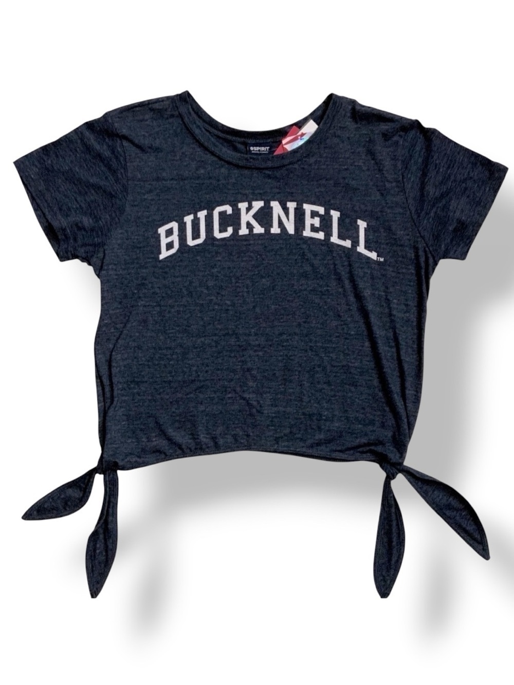 Spirit Bucknell College Tee Tie Up Knotted Short Sleeve Shirt Women Blue Medium